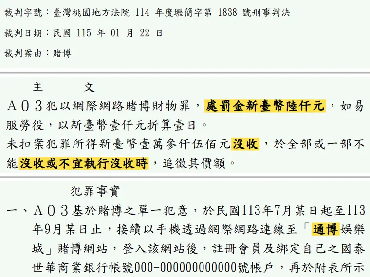 臺灣桃園地方法院114年度壢簡字第1838號刑事判決 原文截圖(被告姓名已遮)